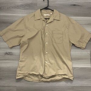 Marni x Uniqlo collab beige color button up short sleeve perfect for vacations